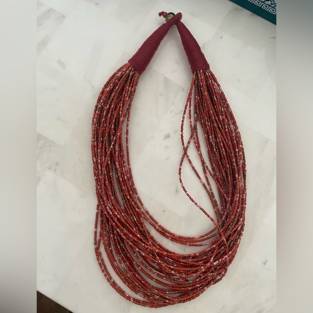 Zara Multistrand Red Beaded Necklace